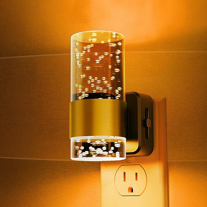 Night Light, 1-Pack Modern Night Lights Plug into Wall, Dimmable Amber Night Light with Auto Light Sensor, Wall Sconce-style Design Nightlight for Bathroom,Bedroom,Hallway