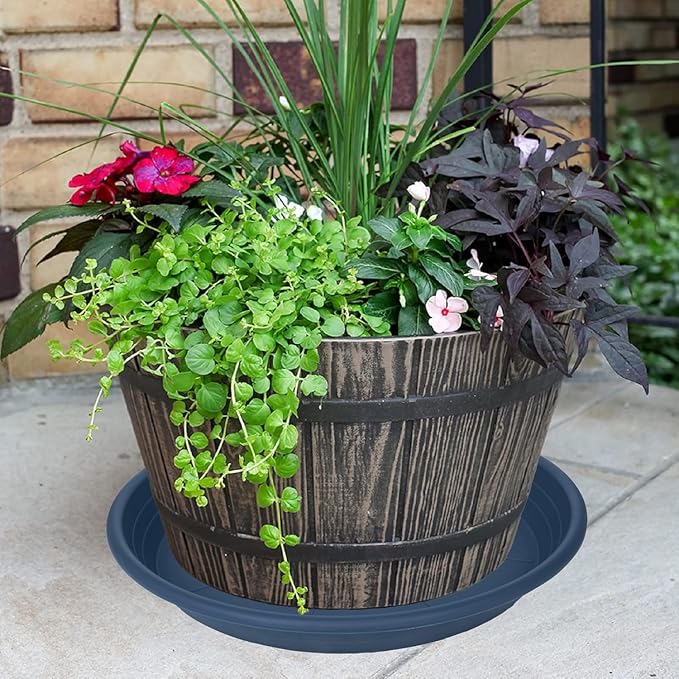 2 Pack of 22 inch Plant Saucer, Large Plant Tray, Heavy Sturdy Plant Drainage Tray for Indoors, Bird Bath Bowls, Sturdy Plastic Pot Tray for Planter 20 21"(Blue)