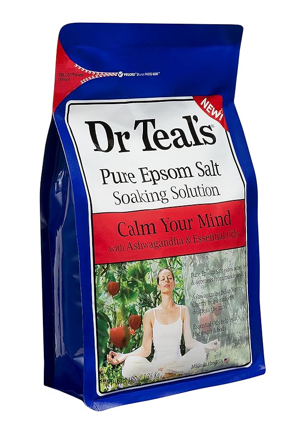 Dr Teal's Epsom Salts Calm Your Mind (Ashwagandha) 3Lb 1.36Kg (Pack of 2)