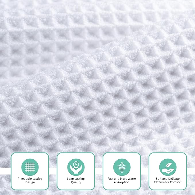 MICROFI Microfiber Waffle Bath Towels, 3 Pieces, Oversized, Soft, Absorbent, Fast Drying, Lint Free, Includes Bath, Face and Hand Towels 430 GSM