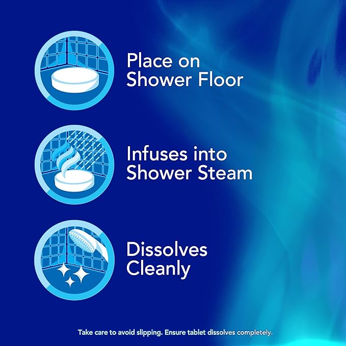 Vicks VapoShower Max Tablets, Non-Medicated Eucalyptus Shower Steamer Tablets, Menthol, Aromatherapy, 4ct