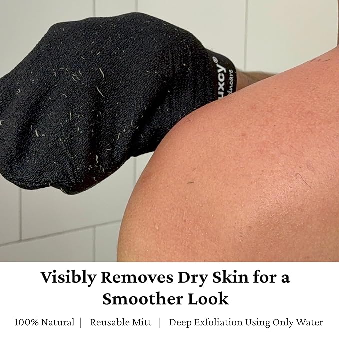 Premium Korean Exfoliating Mitt & Body Scrubber Glove, Viscose Fiber Dead Skin Remover for Smooth, Radiant Skin, Shower Skincare, Keratosis Pilaris Treatment & Self-Tan Prep (2 Pack)