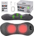 3-in-1 Rechargeable Smooth Triple Fusion Back Massager with Heat, Vibration, Traction, Electric Lumbar Support Pillow for Sleeping, Office, Car, Home