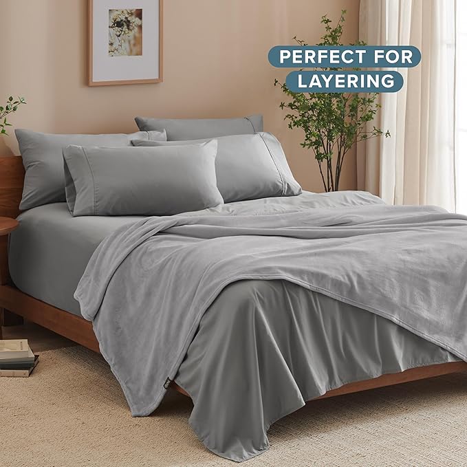 Bare Home Fleece Blanket - Twin/Twin Extra Long - Ultra-Soft Lightweight for Bed, Sofa, and Couch - Luxury Microplush - Cozy Warm Blanket (Twin/Twin XL, Light Grey)