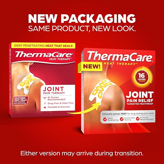 ThermaCare Portable Heating Pads - Adhesive, Disposable HeatWraps for Joint & Muscle Pain Relief - Multi-Purpose, Drug-Free Therapy with Flexible Fit (4-Count)