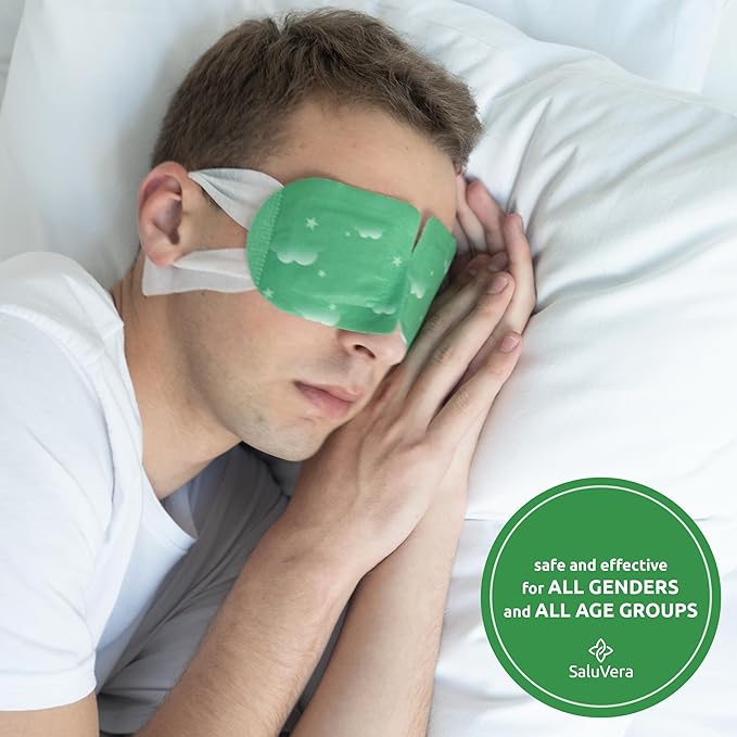 SaluVera Steam Eye Mask for Dry Eyes with 5 Eyelid Cleansing Wipes, Self Heating Eye Compress for Dry Eyes, Soothe and Relax with 40-50 min Spa Eye Mask, Self Warming Eye Masks for Well-Being 16 pcs