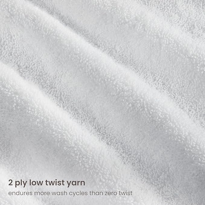 BIOWEAVES 100% Organic Cotton 700 GSM Plush 6-Piece Towel Set GOTS Certified, 2 Bath Towels, 2 Hand Towels & 2 Washcloths - White