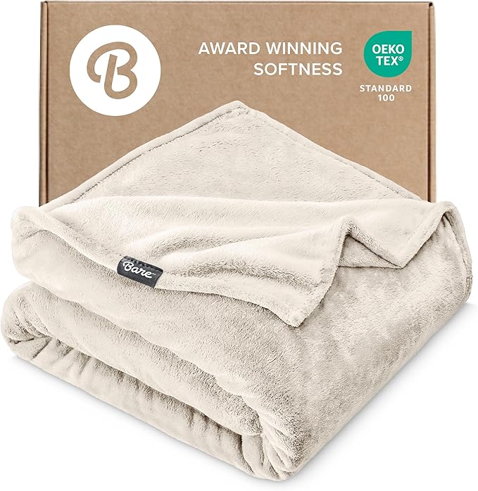 Bare Home Fleece Blanket - Twin/Twin Extra Long - Ultra-Soft Lightweight for Bed, Sofa, and Couch - Luxury Microplush - Cozy Warm Blanket (Twin/Twin XL, Vanilla)