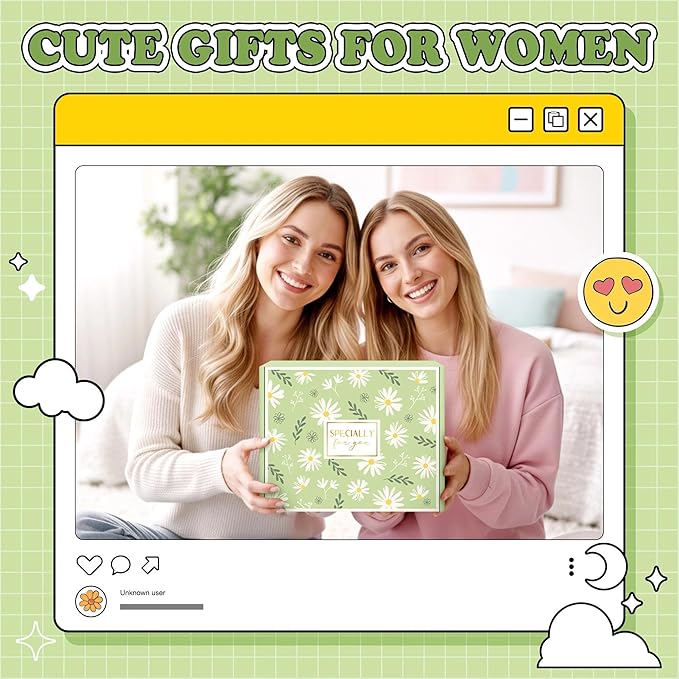 Gift Baskets for Women Unique Birthday Gifts for Women self care cheer up gifts set pick me up gift box for Woman teen girls best friend Sister Ladies Friendship Her - Inspirational Green Present