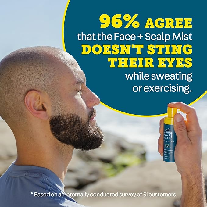 Oars + Alps Face & Scalp Sunscreen Spray Mist, SPF 35 Facial & Hair Sunscreen, Water & Sweat Resistant, Infused with Aloe Vera + Cucumber, Summer Splash Scent, 1.5oz