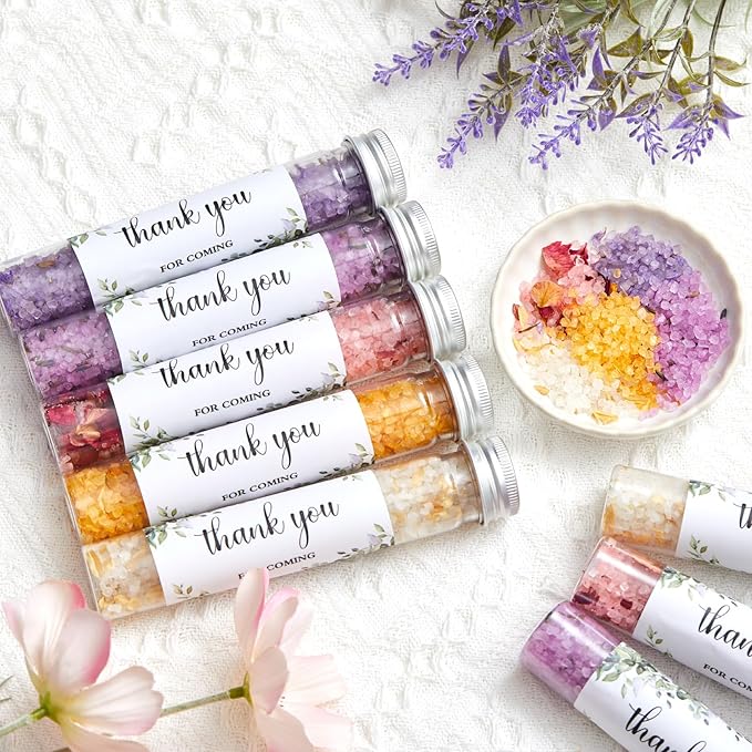12 Pcs Aromatherapy Bath Salts Test Tube Bath Salts for Women Relaxing Spa Gifts Set for Wedding Christmas Birthday Baptism Party Favors (Greenery)