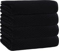 COTTON CRAFT Waffle Bath Towel - Set of 4 Luxury Euro Spa Waffle Weave Towels - 100% Ringspun Cotton Bath Towel - Super Absorbent Quick Dry Bath Towel Set - Oversized 30 inches x 56 inches - Black