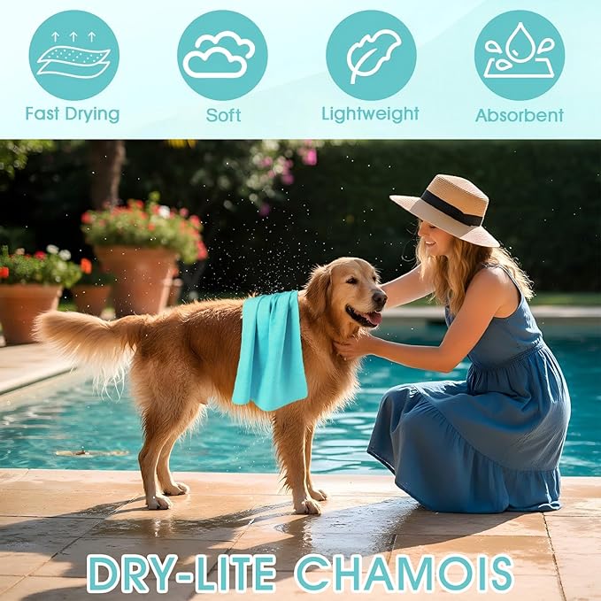 SmoothNovelty 2 Pack Swim Chamois Towel Water Absorbent Quick Dry Towel Shammy Chamois Cloth for Swimming Car Drying Diving Water Sports Beach Shower Pool Swimmer Gift