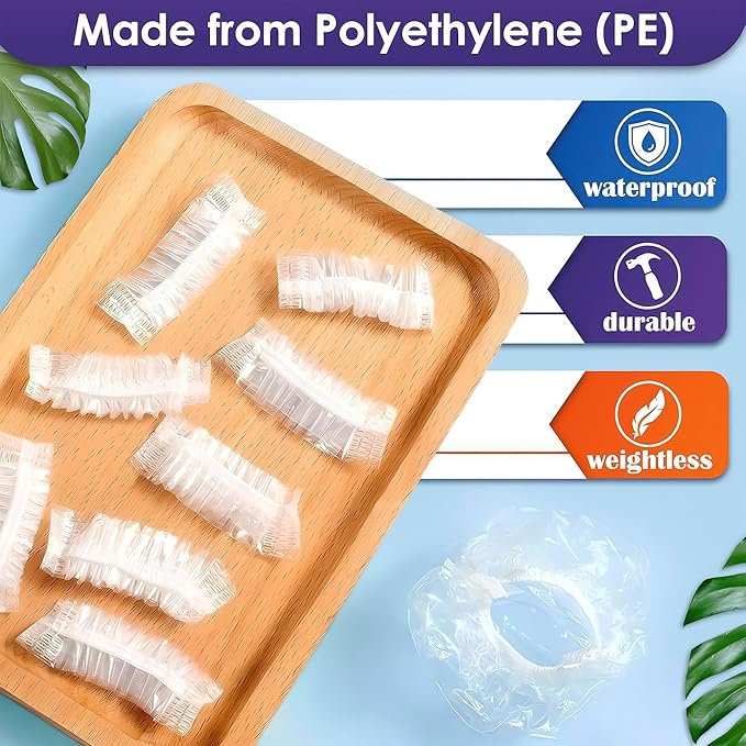 400 Pcs Ear Shower Covers – Disposable Ear Covers for Hair Dye – Stretchable, Water-Resistant, Lightweight, & Durable Plastic | Comfortable for Home, Spa, Travel, Hotel, & Hair Coloring Sessions