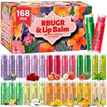 RBUGR 168 Pcs Lip Balm Bulk - All Organic Natural Moisturizing Gift Set for Women, 12-Flavored Bulk for Dry Cracked Lips (4.2g/0.15oz)