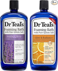 Dr. Teal's Foaming Bath Variety Gift Set (2 Pack, 34oz Ea.) - Soothe & Sleep Lavender, Glow & Radiance Vitamin C and Citrus - Essential Oils Blended with Pure Epsom Salt Relieve Pain & Daily Stress