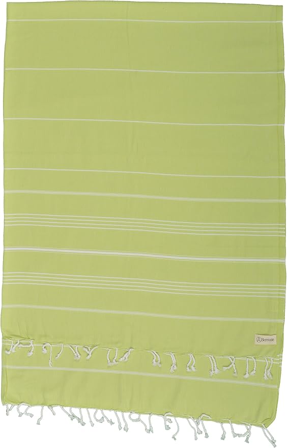 Bersuse Towels Anatolia XL Beach Blanket Throw Blanket Turkish Towel 100% Cotton Extra-Large Quick-Dry Lightweight Premium Peshtemal Towel - 61x82 Inches, Pistacho Green (Set of 3)