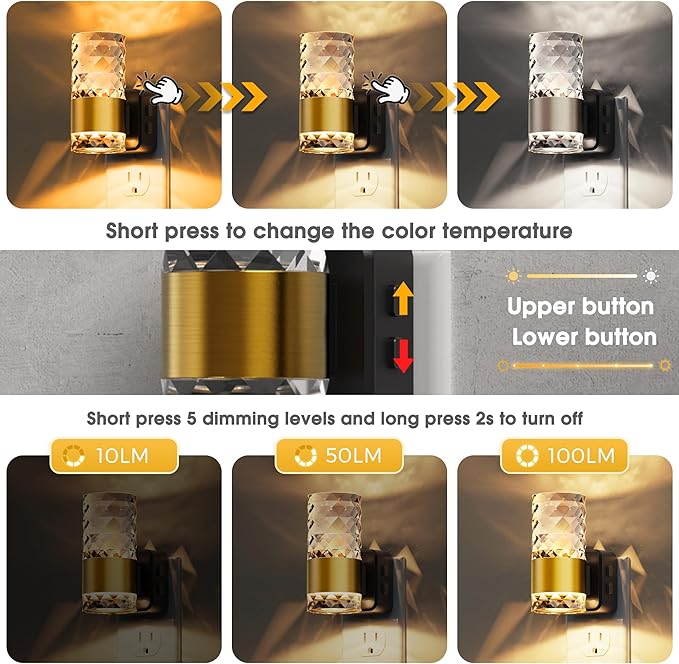L LOHAS LED Night Light,Modern Night Lights Plug into Wall,Amber-3000K-5000K Adjustable Color Temperature Night-Light,Dimmable Nightlights with Dusk to Dawn Sensor for Rooms Bathroom Hallway