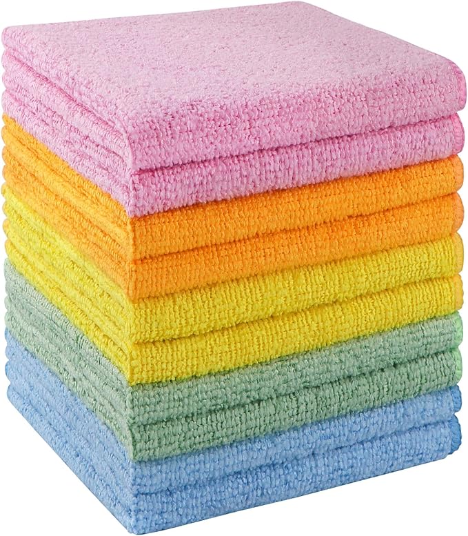 UNIMADE Washcloths Bulk 10 Pack Face Towels (12" x 12"), Highly Soft Wash Cloths and Hand Towels, Fast Drying Multi-Purpose Microfiber Cleansing Cloths for Bathroom, Hotel, Spa, and Salon-Multicolor