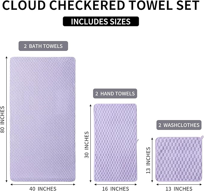 Extra Large Bath Towel Set of 6 (40"x80"),Oversized Bath Sheet Super Soft Highly Absorbent Microfibers Quick Dry Luxury Shower Towel for Bathroom Spa Gym Hotel Yoga (Lavender, 6Piece)