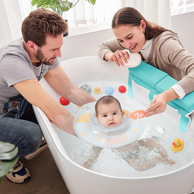 Baby Bath Kneeler and Elbow Rest Pad Set,Bath Kneeling Pad Thick Soft Quick Dry Bathtub Mat for Bathing Time,Baby Essentials Memory Foam with Toys Organizer Gifts for Parents,Green