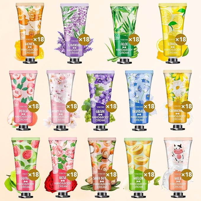 VISCOO 252 Pack Hand Cream Gifts Set for Women, Mothers Day Gifts, Teacher Appreciation Gift, Nurses Week Gift, Bulk Gifts for Women, Moisturizing Mini Hand Lotion Travel Size for Dry Cracked Hands