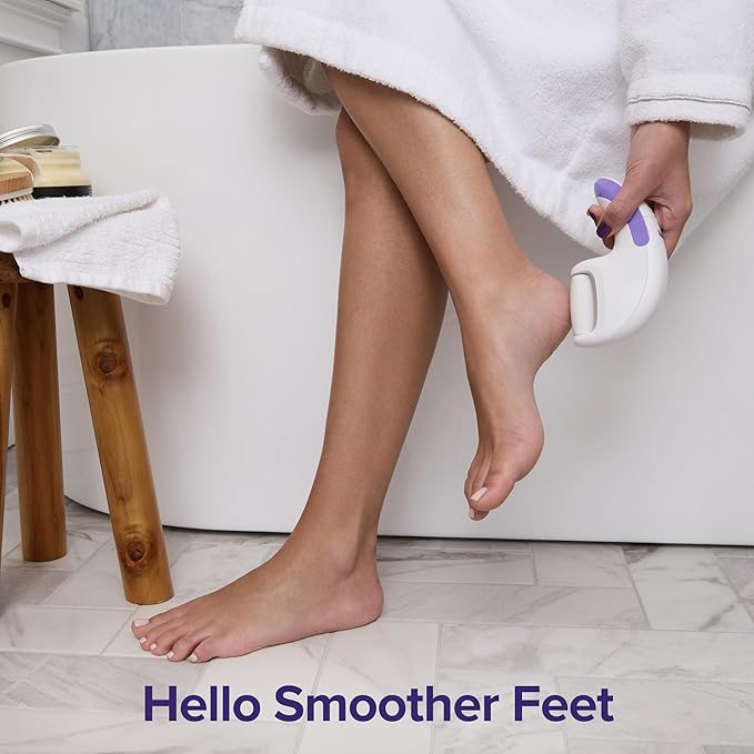 Plum Beauty Automatic Foot File – Electronic Callus Remover for Feet – Includes 2 Roller Heads (Coarse & Regular) – Portable Pedicure Tool for Dry & Rough Skin – Use Wet or Dry