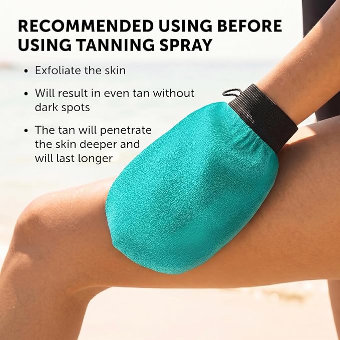 Valitic Exfoliating Glove Body Scrubber - Exfoliating Mitt Dead Skin Remover, Shower Face and Body Exfoliator - Korean Style Skin Scrubber Washcloth - Spray and Self Tan Remover, Pair Turquoise