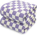 Jacquotha Shower Towels for Bathroom 27.5x55 Inches - Quick Dry Bath Towels Soft & Lightweight (2Pack), Cute Checkered Towel Sets Lilac, 520 GSM Absorbent Cotton