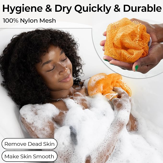 African Net Sponge Authentic - Back Scrub Exfoliating Net Sponge with Knots - 2 Pieces African Bath Sponges for Body Scrubber Exfoliator - Back Washer for Shower Accessories