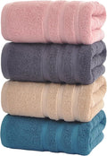 Bath Towels 4 Pack, 30 x 60 Inches, Large 100% Cotton Towels, Soft, Absorbent, Comfortable for Home, Spa, and Gym, (Pink,Gray,Beige,Blue)