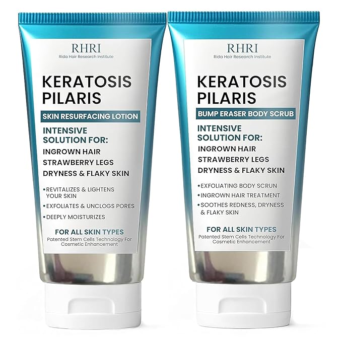 KP Bump Eraser Body Set with 10% AHA | Keratosis Pilaris Treatment | Keratosis Pilaris Lotion | Exfoliating Body Scrub | Ingrown Hair Treatment | Bundle Set for Bump, Strawberry Legs, Redness, Dryness