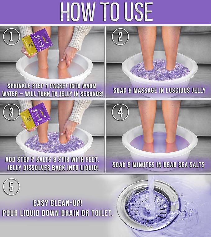 Crafts And The City SOO Jelly Pedicure Packs - Pedicure Foot Soak For Feet - Moisturizing Jelly Spa Pedi Soak - Foot Spa Bath Soak For Soaking - Pedicure Foot Gel (Lavender)