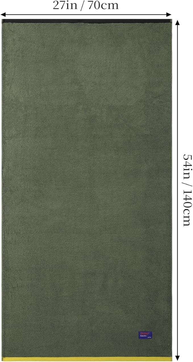 REDKISS 100% Cotton 2 Pack Luxury Bath Towels 27 x 54 Inches, Oversized Bath Towel Set, 600 GSM Ultra Soft Highly Absorbent Quick Drying Towels for Bathroom, Gym, Spa, Hotel, Army Green