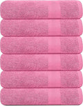 KAHAF COLLECTION 100% Cotton Bath Towels, 24x48 Pack of 6 Towels, Quick Dry, Highly Absorbent, Soft Feel Towel, Gym, Spa, Bathroom, Shower, Pool, Luxury Soft Towels (Pink, 24x48-6 Pack)