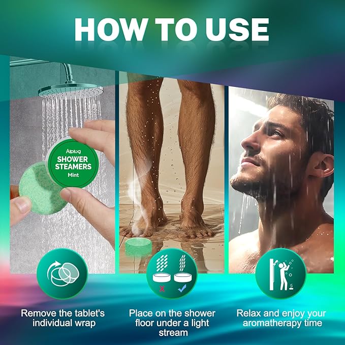 Shower Steamers for Men - 8 Pack Shower Bombs Aromatherapy with Essential Oils, Dad Gifts for Fathers Day, Birthday Gifts for Men, Relaxation Mens Gifts Ideas
