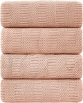 Ycosy 4 Pack Extra Large Microfiber Bath Towels Set,35x70 inches,600GSM,Less Lint Highly Absorbent Super Soft & Quick Dry,Oversized Bath Towels,Perfect for Bathroom Gym Pool,Orange