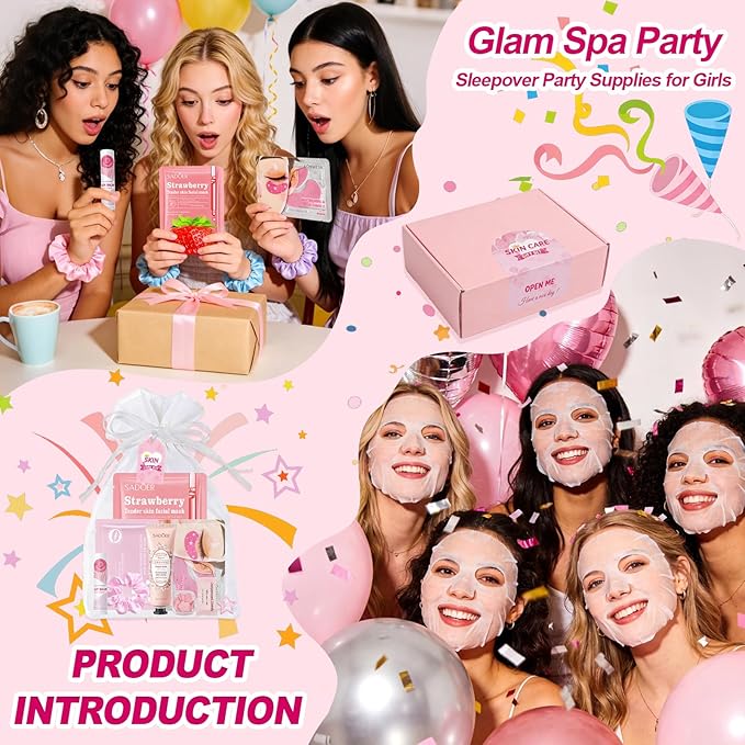 110 PCS Spa Party Supplies for Girls, Includes Face Masks, Hand Cream, Lip Balm, Eye Patches, Lip Mask & Soap Sheets, Ideal Bulk Sleepover & Birthday Party Favors for Women & Girls