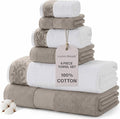 Modern Threads 600 GSM 6-Piece Towel Set with Filgree Jacquard Border Taupe