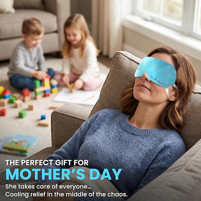 Eye Serenity CHILL Self Cooling Eye Mask for Sleeping, Cooling Eye Patches for Dark Circles and Puffy Eyes, Cold Compress, Mothers Day Gifts, Spa Relaxation and Self-care Gifts for Women & Men