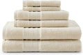 Martha Stewart - Bath Towels, Soft & Absorbent 100% Cotton Towels, Plush 700 GSM, 6-Piece Bathroom Towel Set with Textured Dobby Weave (Skyland Manor Beige)