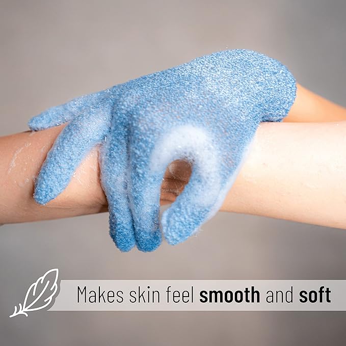 Slick- Exfoliating Gloves, 4 Pcs, Skin Exfoliator for Body, Bath / Scrub Gloves, Shower Accessories for Women, Exfoliation Mitt