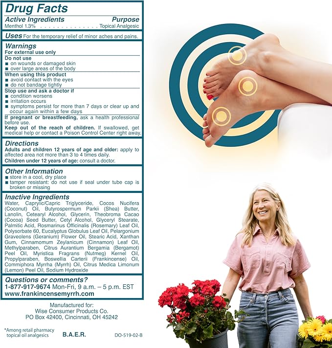 FRANKINCENSE & MYRRH Foot Pain Relief Cream - Intensive Foot Therapy Lotion - Diabetic Nerve Pain Relief Cream | Restless Leg Syndrome | Frankincense Essential Oil, 3 Ounce (2-Pack)