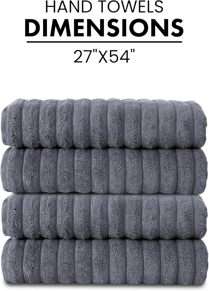 Classic Turkish Towels CTT Premium 4 Pack Bath Towels Set, Made with 100% Turkish Cotton, Spa & Hotel, Quick Drying Towels, Absorbent & Comfy | 27"x54" (Grey)