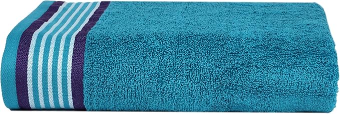CASA COPENHAGEN He & She 4Pcs 100% Egyptian Cotton Large Designer Towels Gift Set- Violet - Turquoise, 550 GSM, 55"x27", 4Bath Towels for Bathroom (Box Pack, Set for Women & Men)