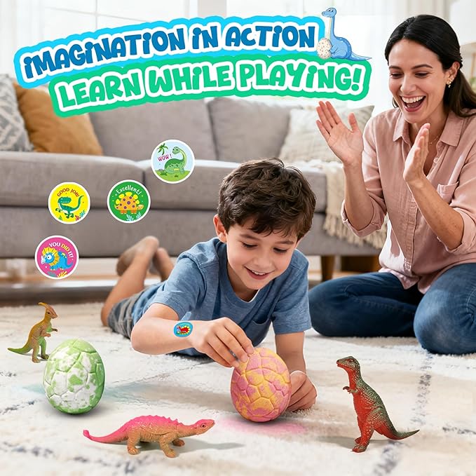 Bath Bombs for Kids with Dragon Toys Inside, Easter Basket Stuffers for Toddlers, Sanyi Dinosaur Toys Gifts for Kids 3-7, Dino Egg Fillers Bubble Bath Birthday Gifts for Boys Girls