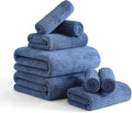 8 Piece Bath Towel Set-2 Oversized Bath Sheets(35"x70"),2 Hand Towels,4 Washcloths-Extra Large Microfiber Towel Sets,Less Lint Highly Absorbent & Quick Dry Bath Towels for Bathroom Gym Pool,Navy