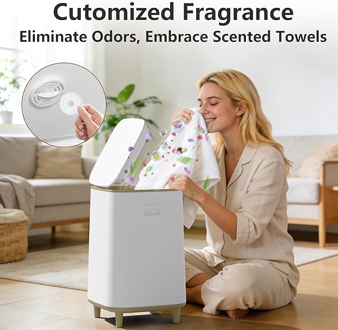 22L Towel Warmer for Bathroom – Fast Heating Blanket Warmer, Fits Two 40" x 70" Oversized Towels, Blankets & Bathrobes, Auto Shut-Off, Adjustable Timer, Portable Towel Warmer Bucket - Brown