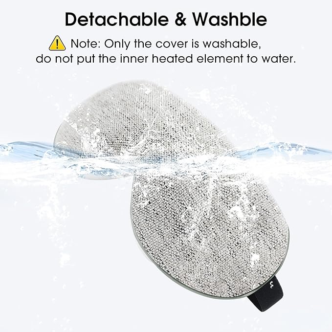 Heated Eye Mask, Cordless Rechargeable Eye Compress, Eye Relief, Improved Sleep, Washable Eye Mask, 4 Heat Levels, 4-Level Timing - Gray