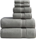 Springtree Home Luxury Bamboo Rayon Bath Towel Set 6 Piece Set | 35% Bamboo Rayon - 65% Cotton | Absorbent Quick-Dry Towels for Bathroom | Oeko-TEX Standard 100 Cotton | Carbon